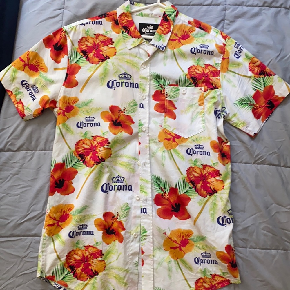 Corona button up Hawaiian shirt